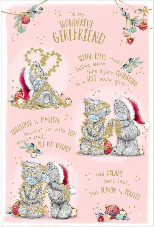 Bear with Tinsel Verse Girlfriend Christmas Card