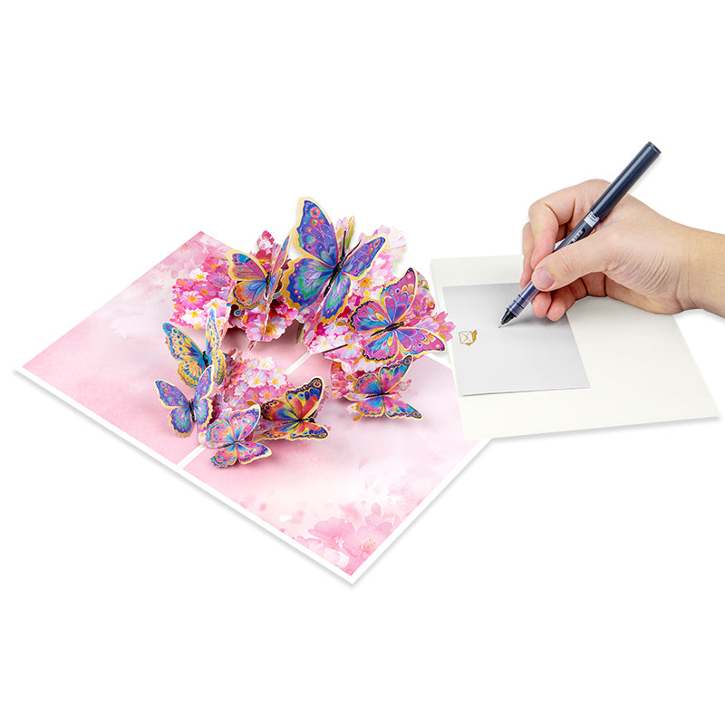 Wings of Color Cherry Blossom 3D Pop Up Greeting Card - Birthday Mother Anniversary Valentine's Day