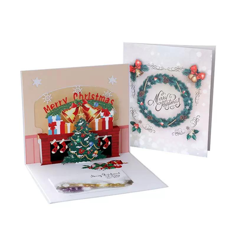 Golden Bells & Fireplace Holiday 3D Pop Up Christmas Card