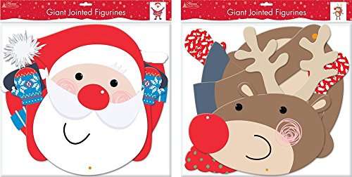 Santa or Reindeer Card Jointed Christmas Decoration