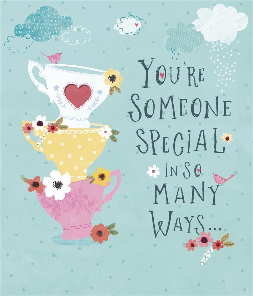 Someone Special Stacked Teacups Glitter and Decoupage Mother's Day Card