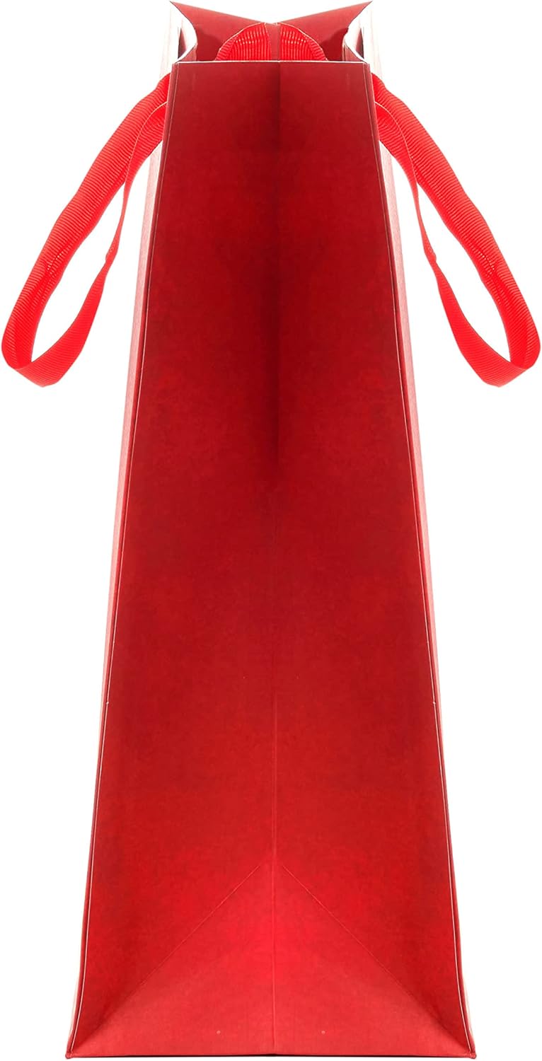 Red Design Large Gift Bag For Christmas, Birthdays, Thank You, Congratulations (Pack of 2)