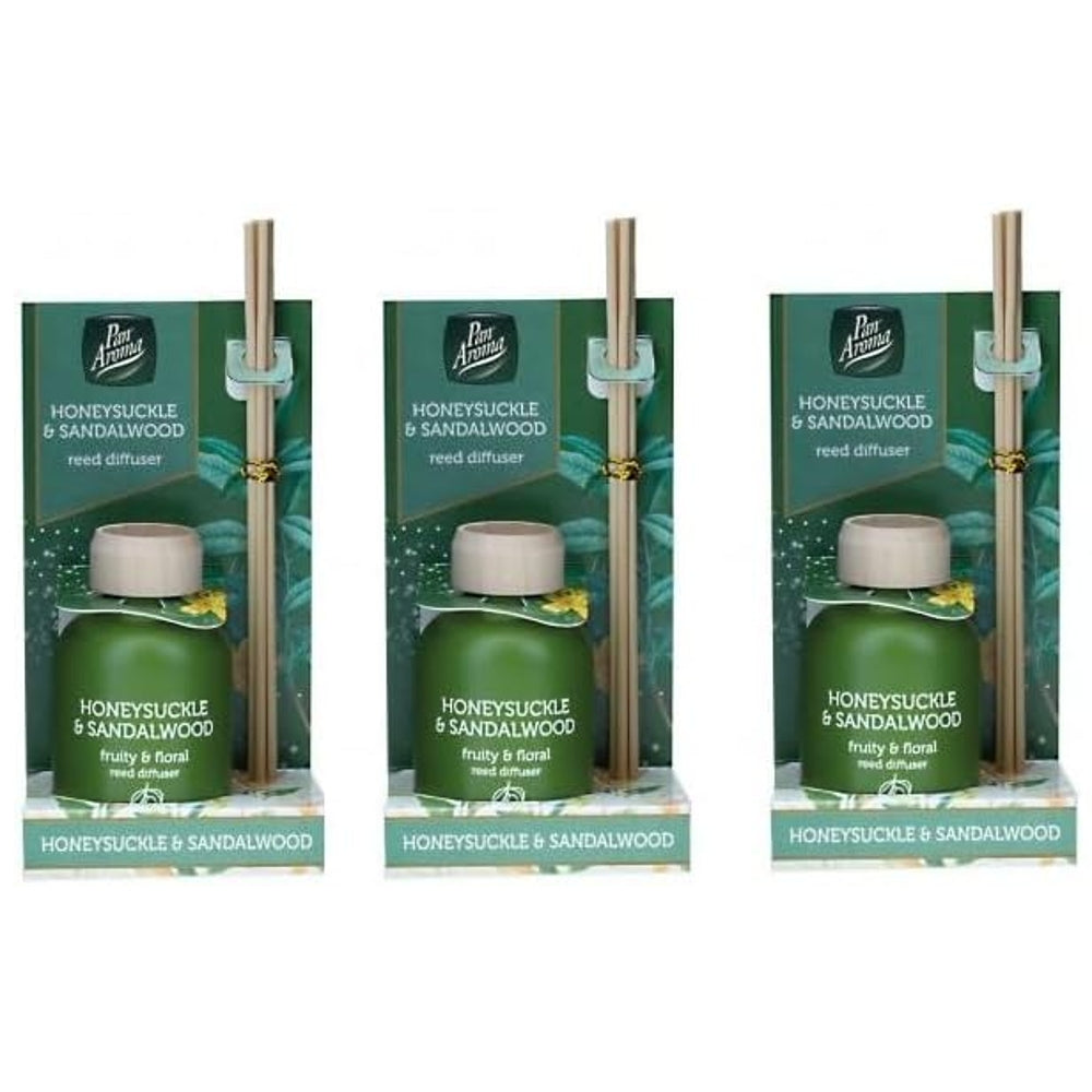 Pack of 3 Pan Aroma Honeysuckle & Sandalwood Reed Diffusers 50ml