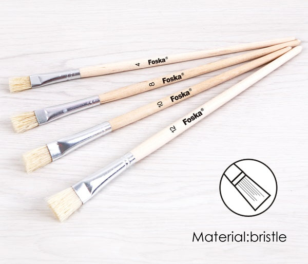 Pack of 4 Assorted Size Wooden Handle Bristle Artist Oil Painting Brushes