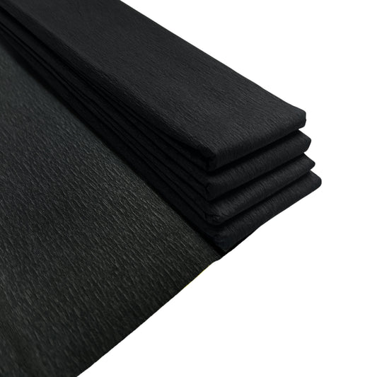Pack of 20 Black Crepe Paper Sheets 50cm x 2m 17GSM 35% Stretch Craft Paper