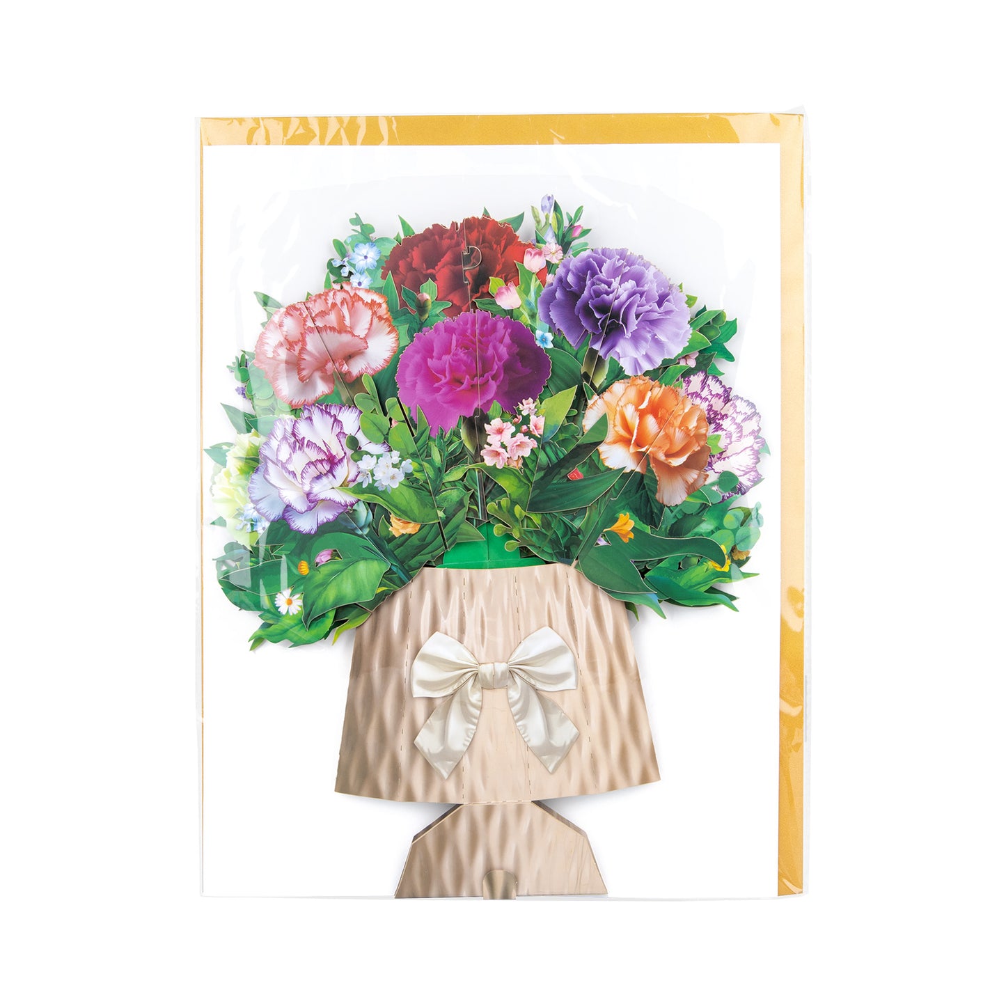 Elegant Carnation Bouquet Gift Design 3D Pop Up Card
