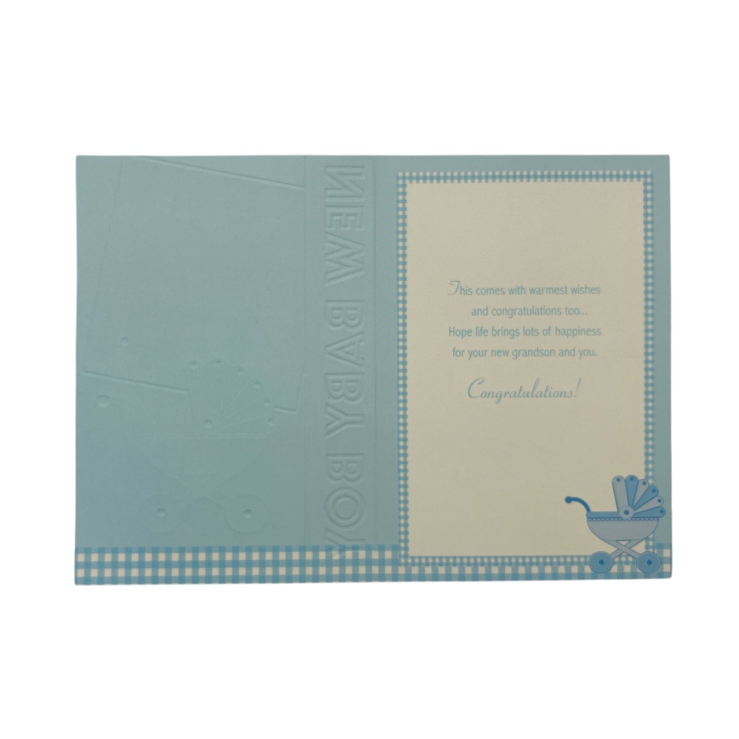 On Birth Of Grandson Blue & White Checkered Congratulations Card