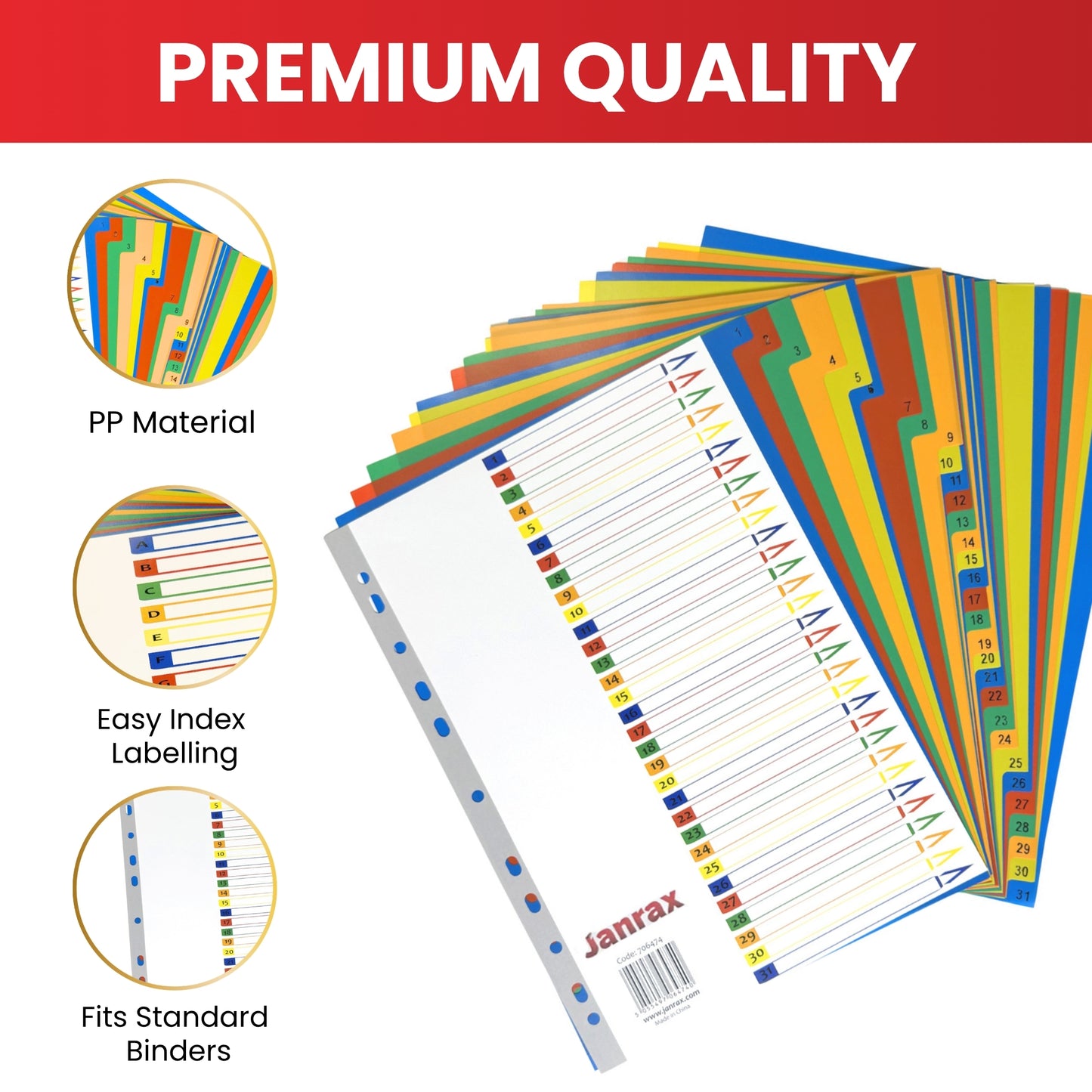A4 5 Part Polypropylene Dividers with Reinforced Index Cover