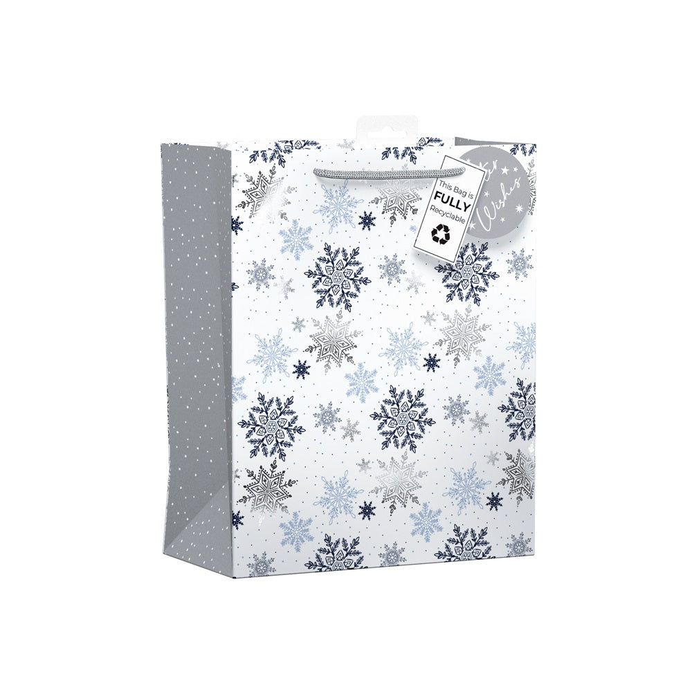 Pack of 6 Falling Snowflake Large Christmas Gift Bags