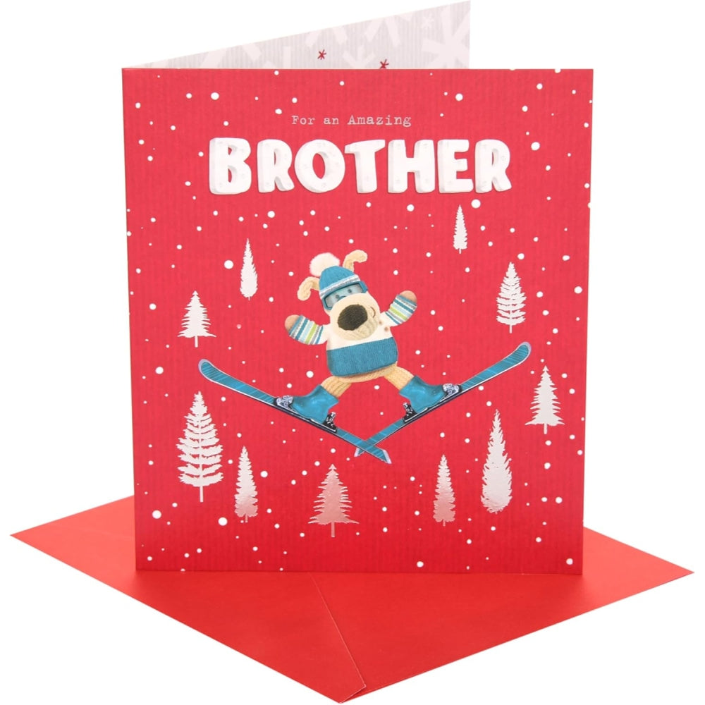 Boofle Skiing Brother Christmas Card