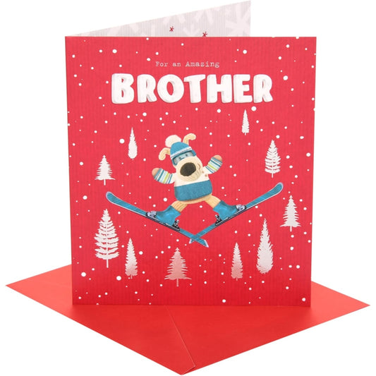 Boofle Skiing Brother Christmas Card