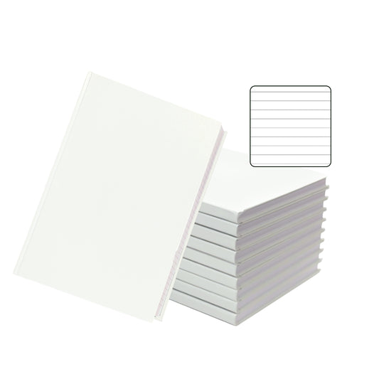 Pack of 10 A5 160 Pages 8mm Ruled White Casebound Notebooks