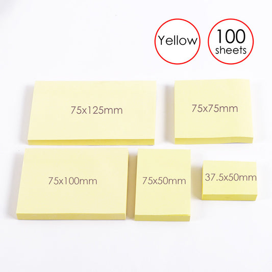 Pack of 1000 Yellow Self Sticky Notes 75x75mm 