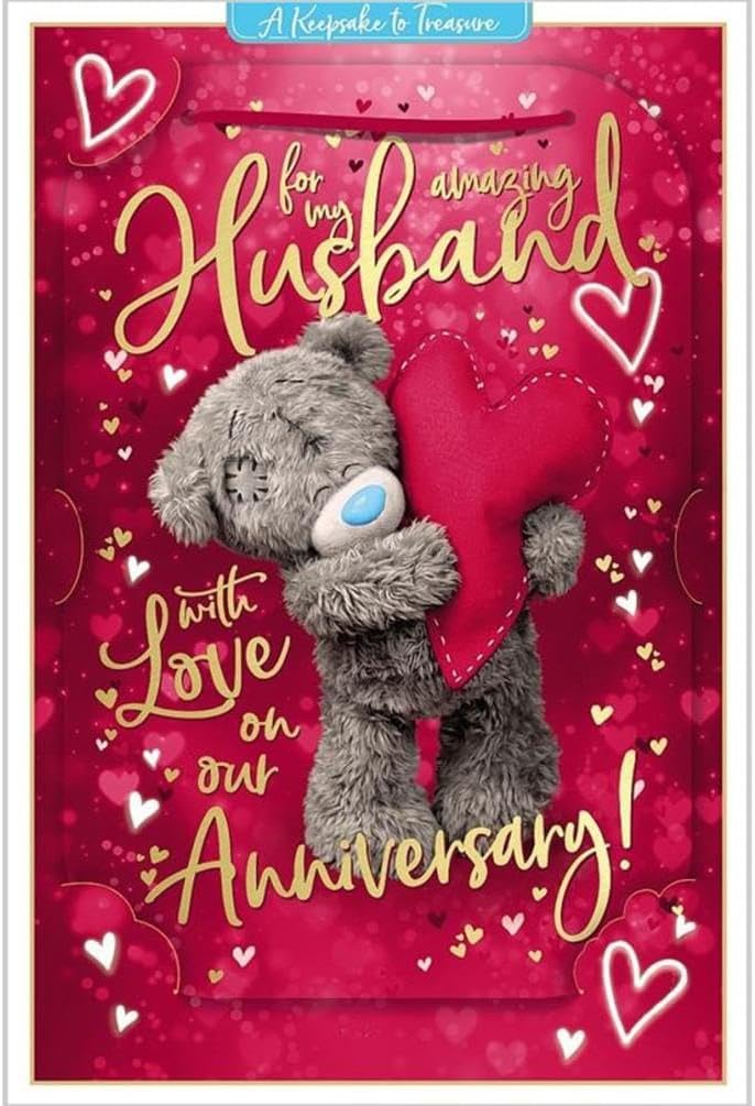 Bear And Heart Amazing Husband Anniversary 3D Keepsake Card
