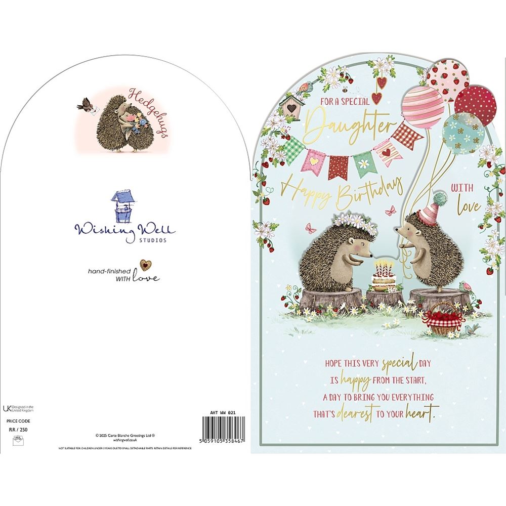 Hedgehogs With Cake Daughter Birthday Card