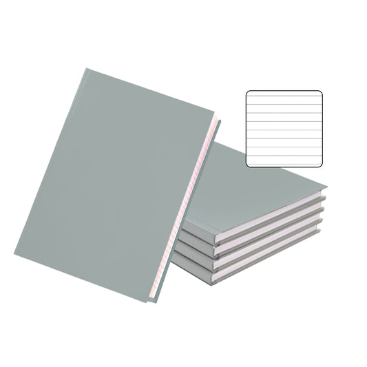 Pack of 5 A5 160 Pages 8mm Ruled Grey Casebound Notebooks