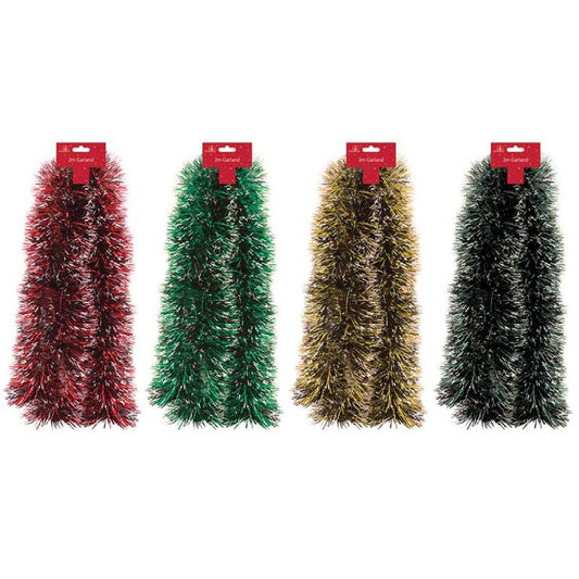2m Christmas Snow Tipped Tinsel