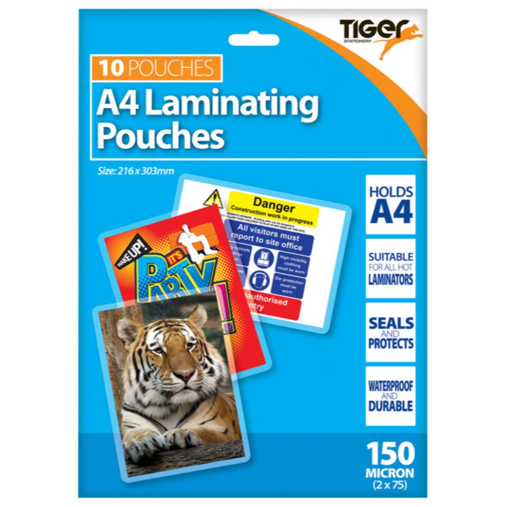 Pack of 10 A4 150micron Laminating Pouches