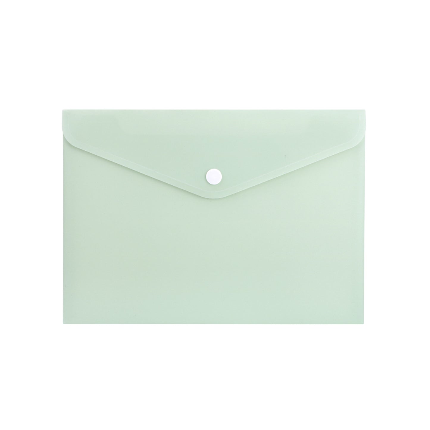 Pack of 12 A5 Light Pastel Green Soft Touch Plastic Document Wallets with Button Closure