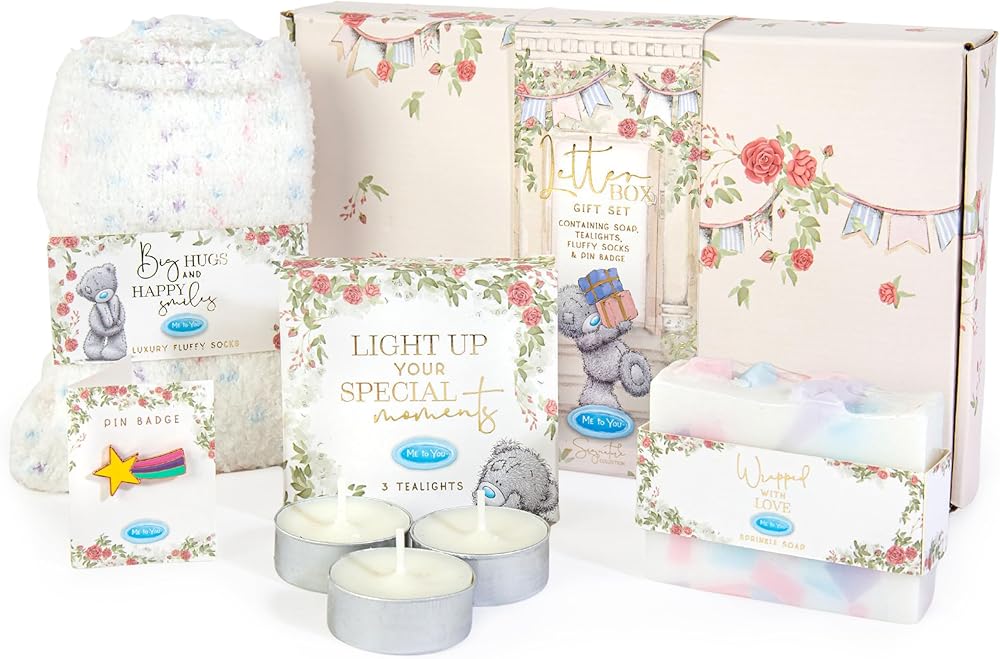 Me to You Letterbox Birthday Gift Set Includes Fluffy Socks, Sprinkle Soap, Sprinkles Tealights & Pin Badge Signature Collection
