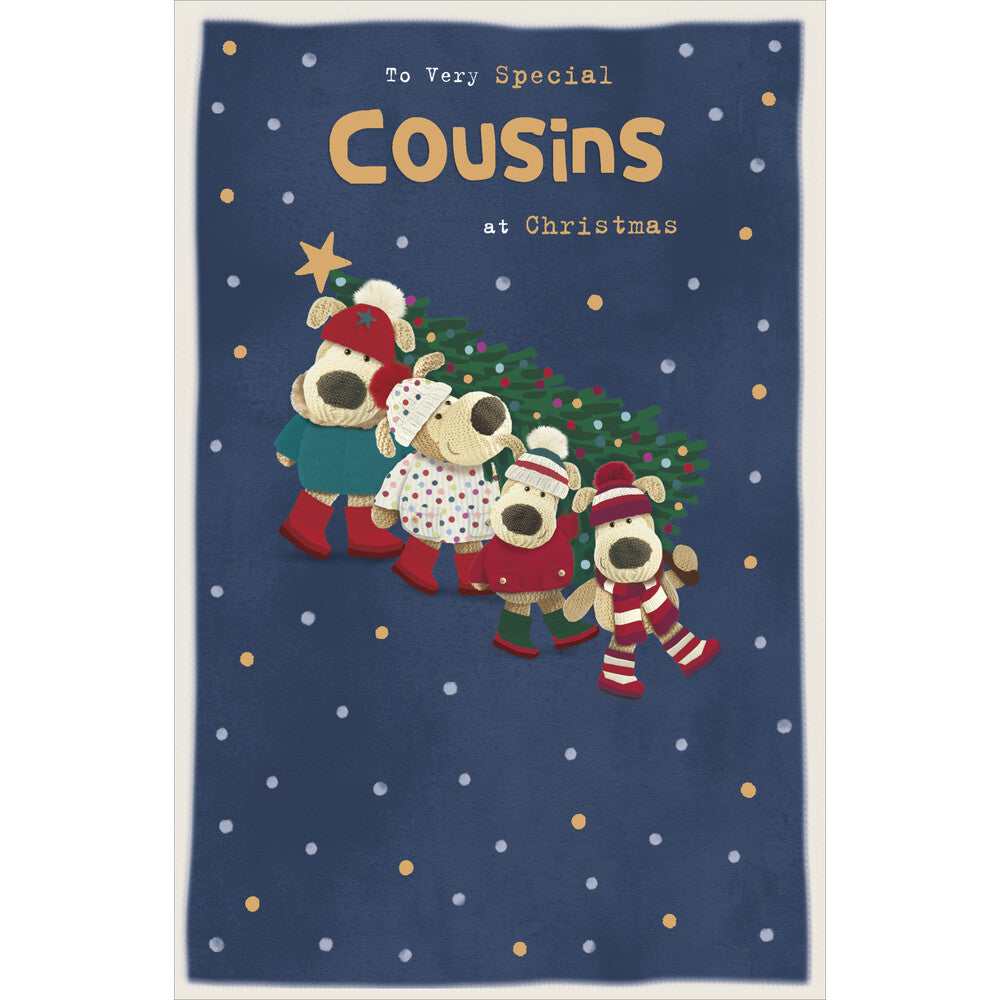 Boofles Holding Xmas Tree Cousins Christmas Card