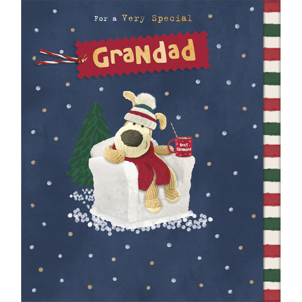 Boofle with Mug Grandad Christmas Card