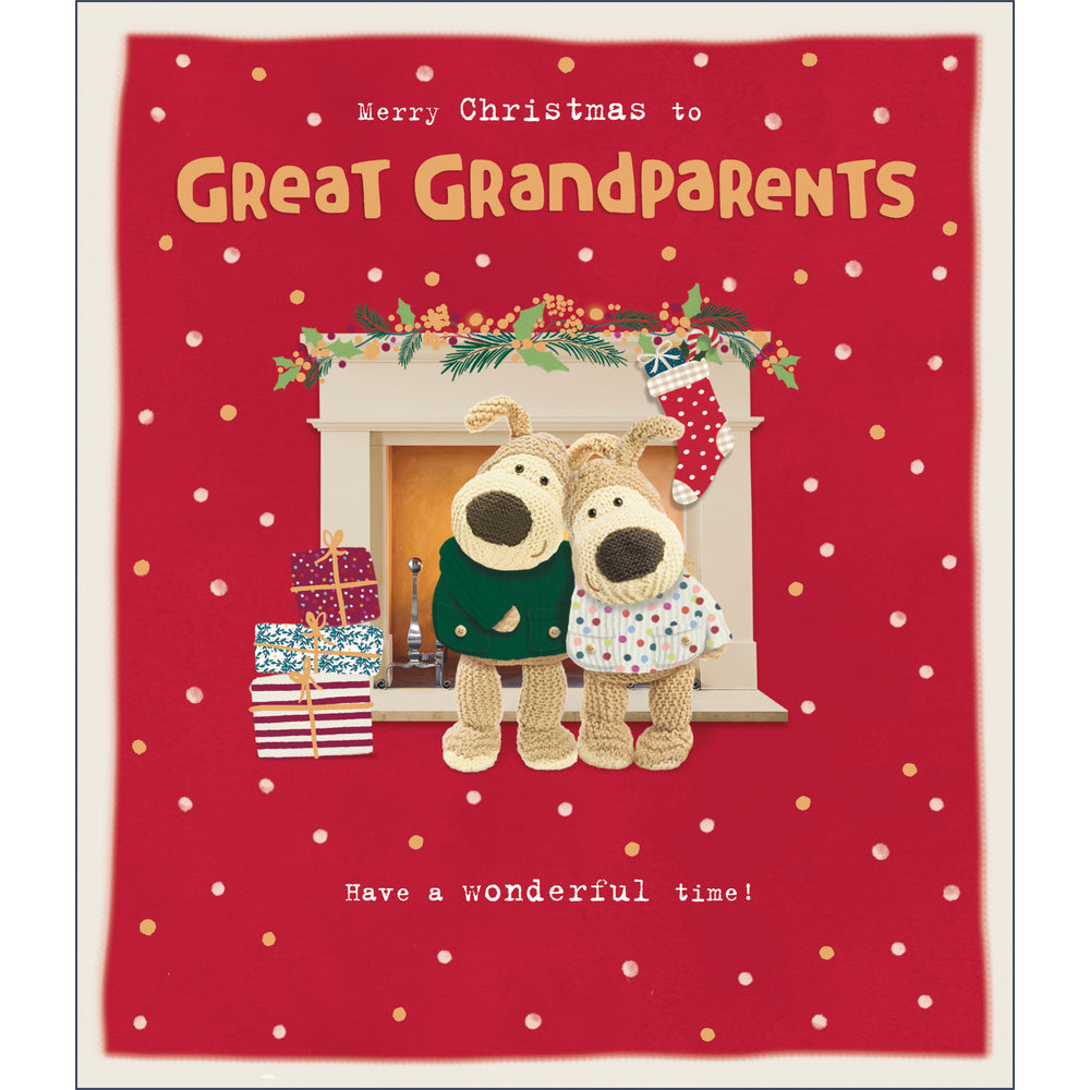 Boofles Standing In Front Of Door Great Grandparents Christmas Card
