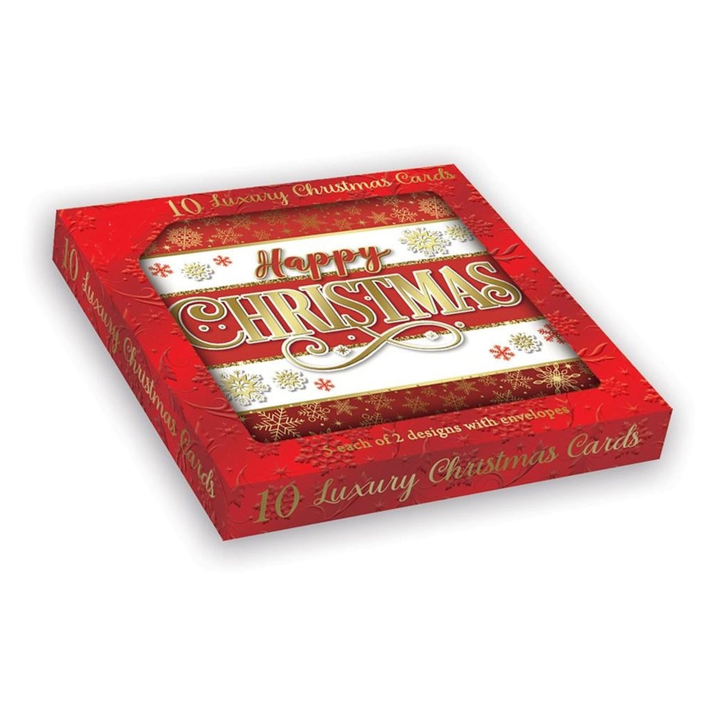 Pack of 10 Christmas Calligraphy Traditional Boxed Cards - Holiday Greeting Cards, 2 Designs with Envelopes