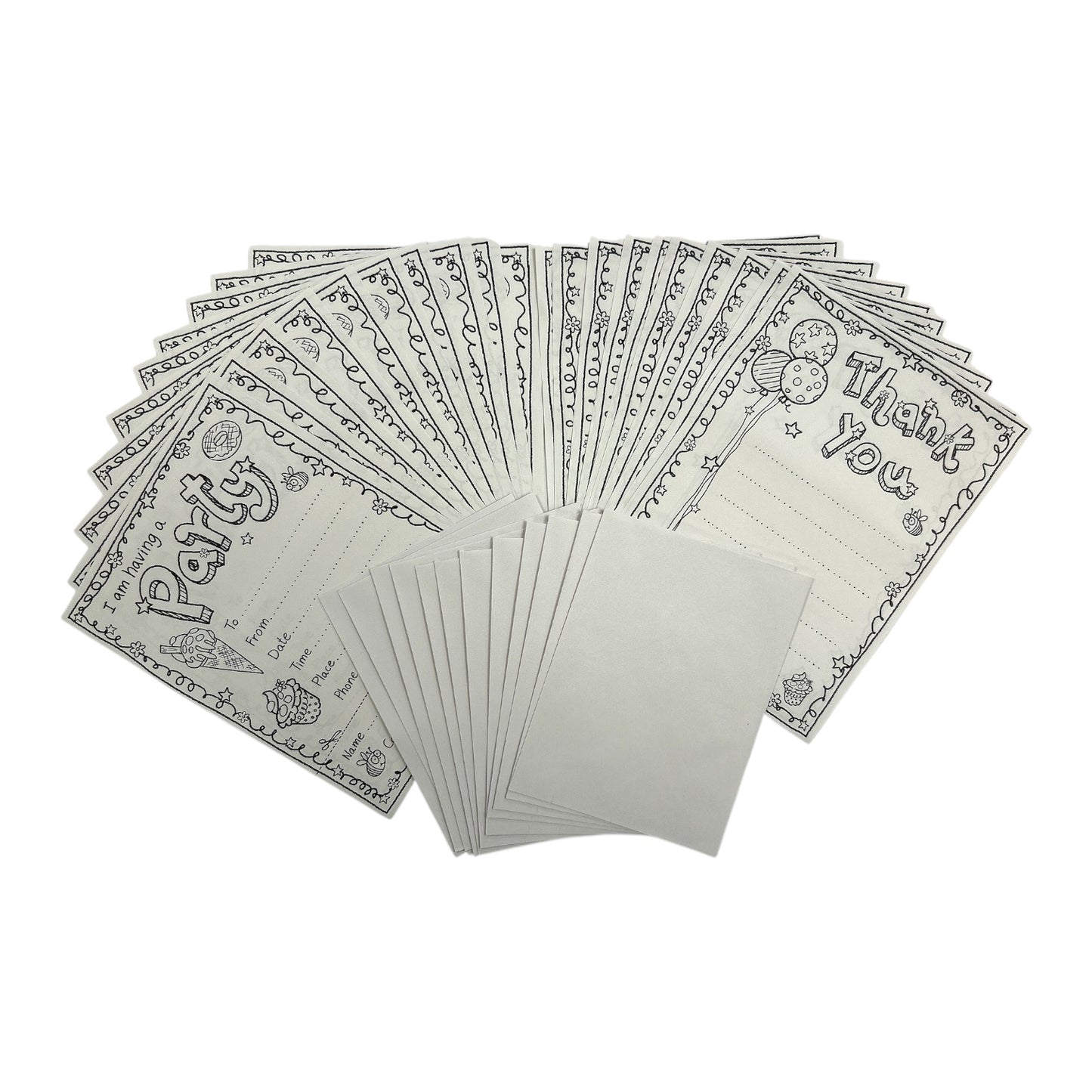 Pack of 10 Colour-in Invite & Thank You Cards