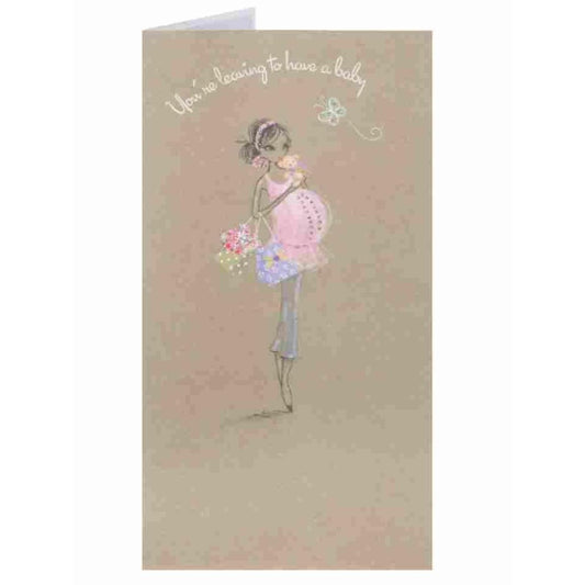 Leaving To Have A Baby Girl With Baby Bump Design Greeting Card Baby Shower 