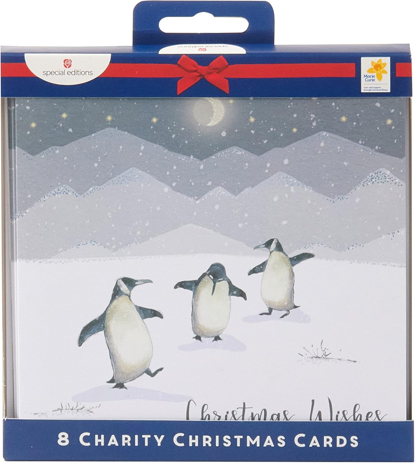 Pack of 8 Dancing Penguins Marie Curie Charity Christmas Cards