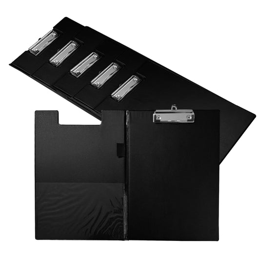 Pack of 6 A4 Black Foldover Clipboards