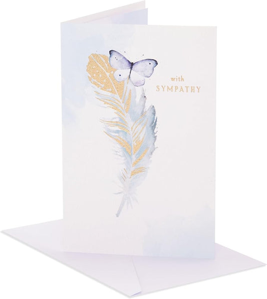 Feather & Butterfly Design Sympathy Card