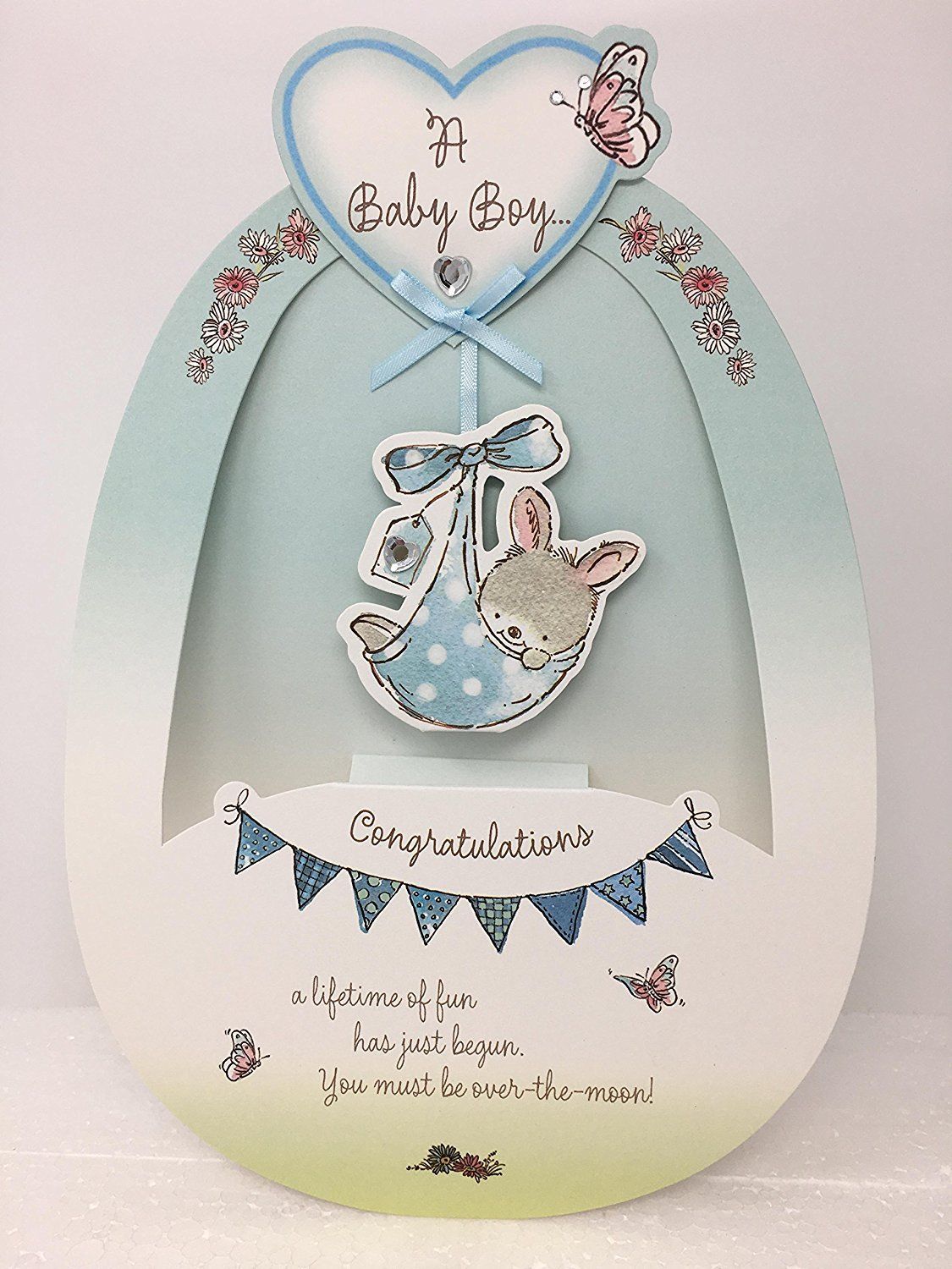 New Baby Boy Congratulations 3D Swing Card