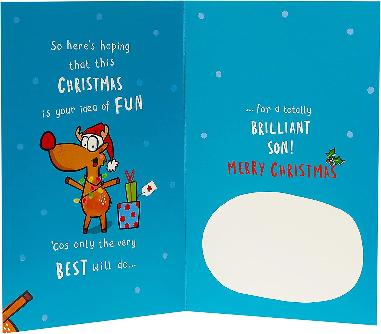 Son Christmas Card Reindeer Funny Verse