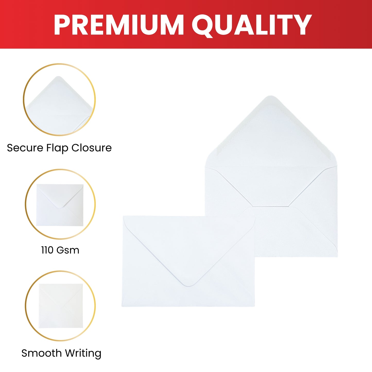 Pack of 50 White 100gsm 111x159mm Gummed Envelopes