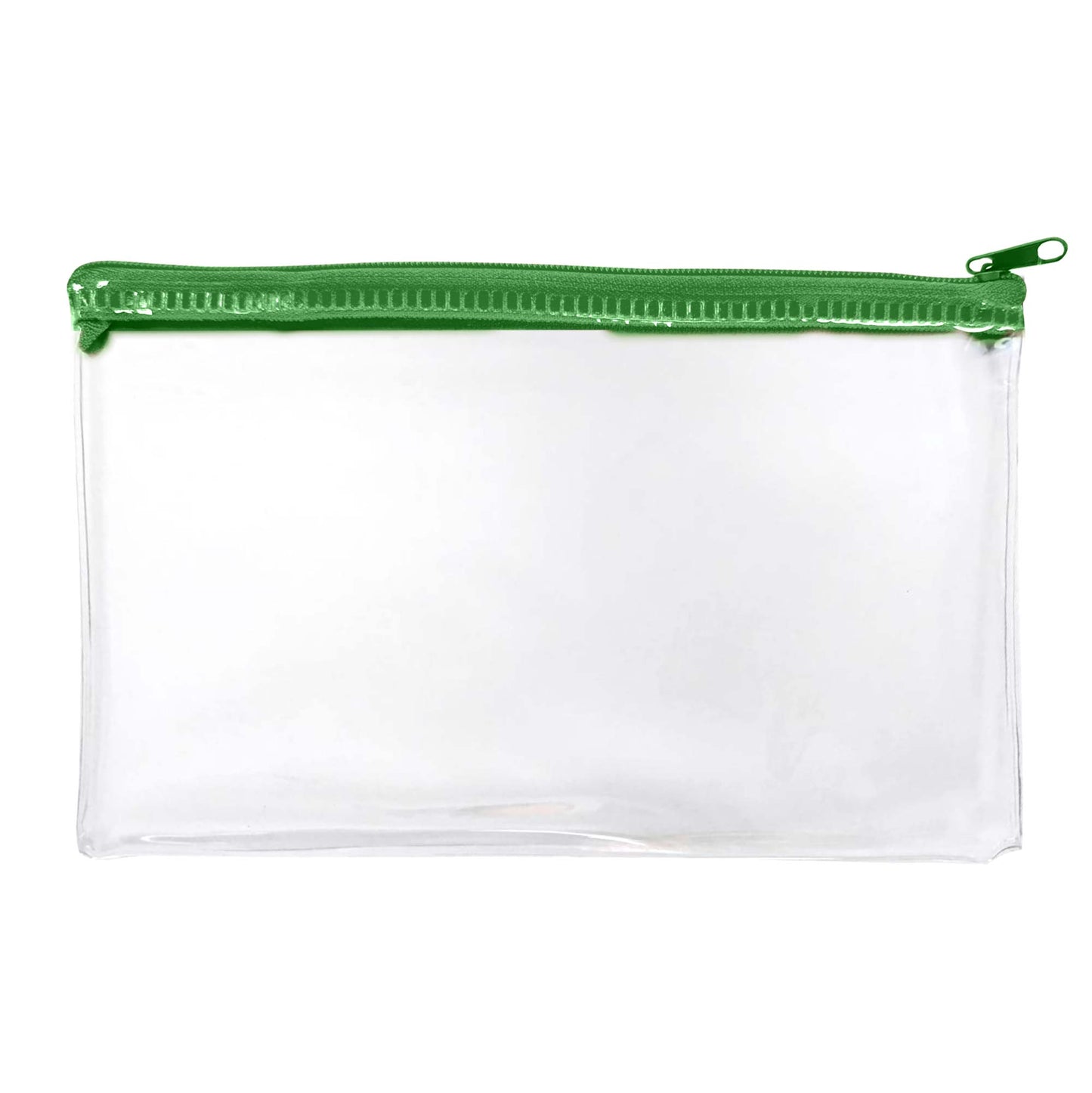 Pack of 12 Janrax 8x5" Green Zip Clear Exam Pencil Case