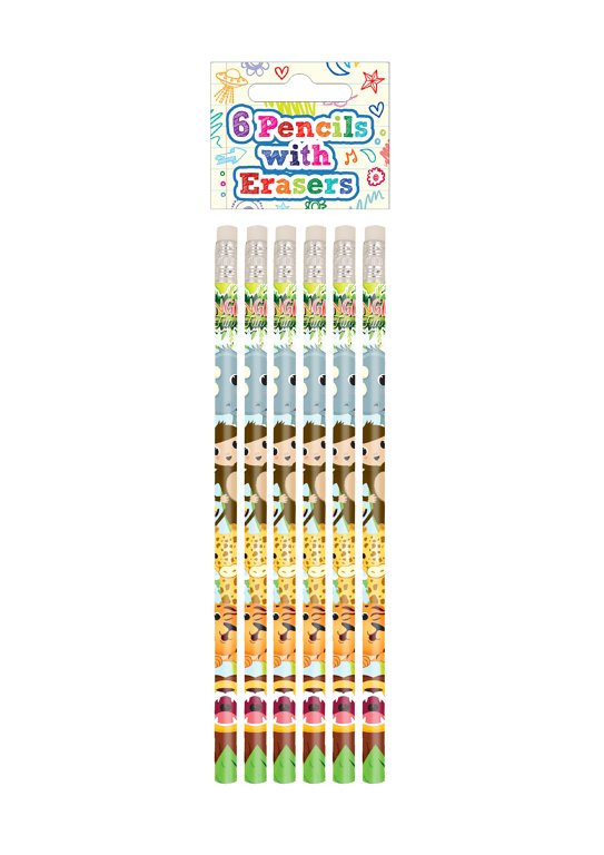 Pack of 6 Jungle Pencils with Erasers