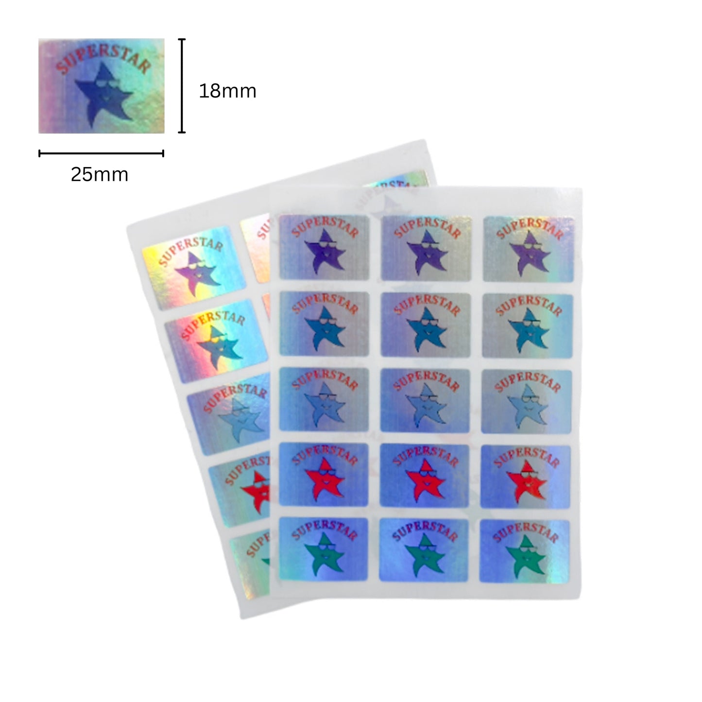 Pack of 180 Superstar Holographic 25x18mm Motivational Self-Adhesive Labels