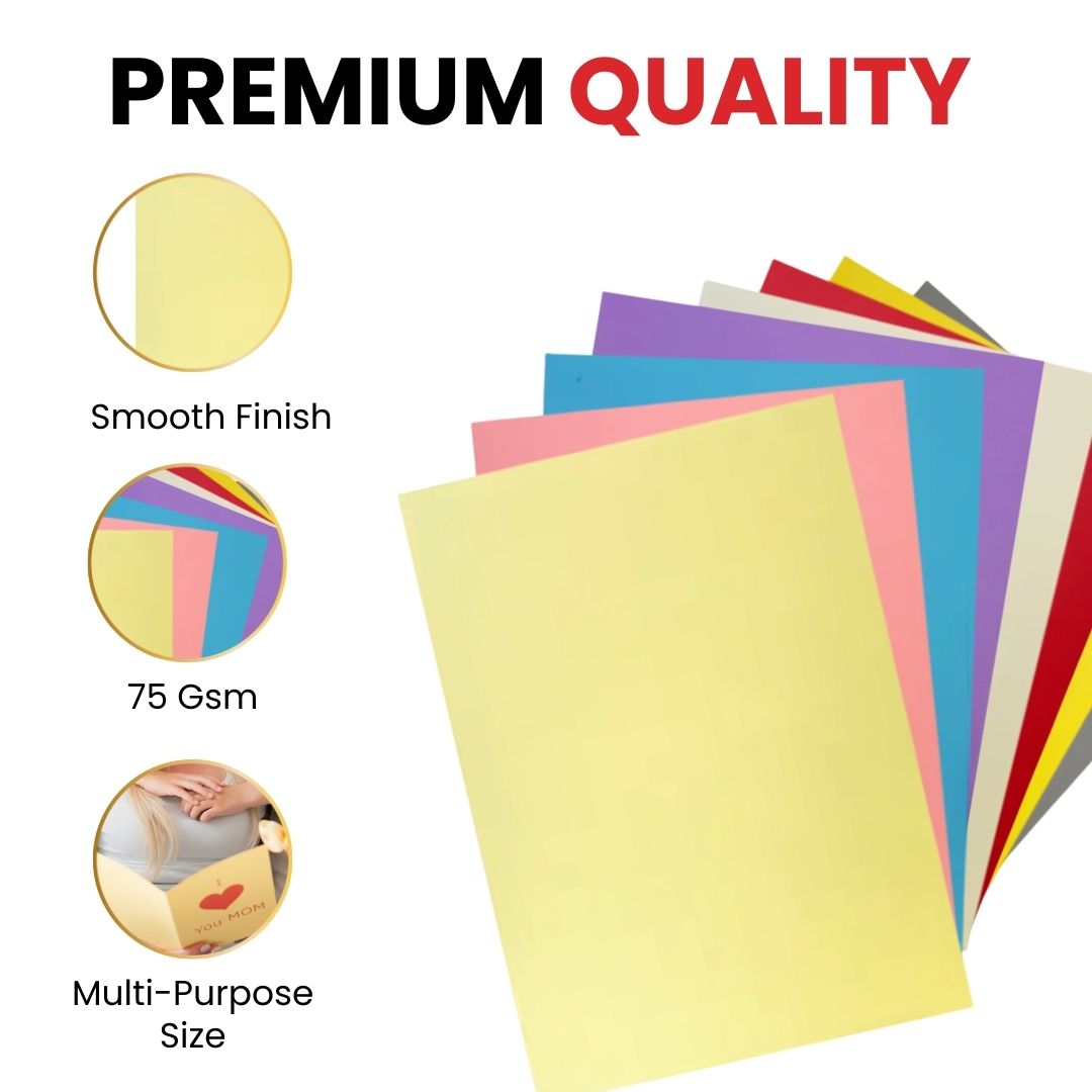 Pack of 800 A4 Assorted Mother’s Day Coloured 75gsm Craft Paper Sheets – 8 Colours (100 each)