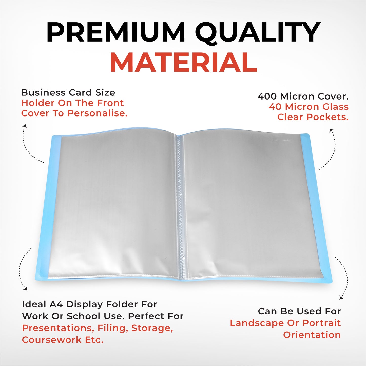 Pack of 6 A4 Pastel Purple Coloured Flexicover 20 Pocket Display Books with Card Pocket