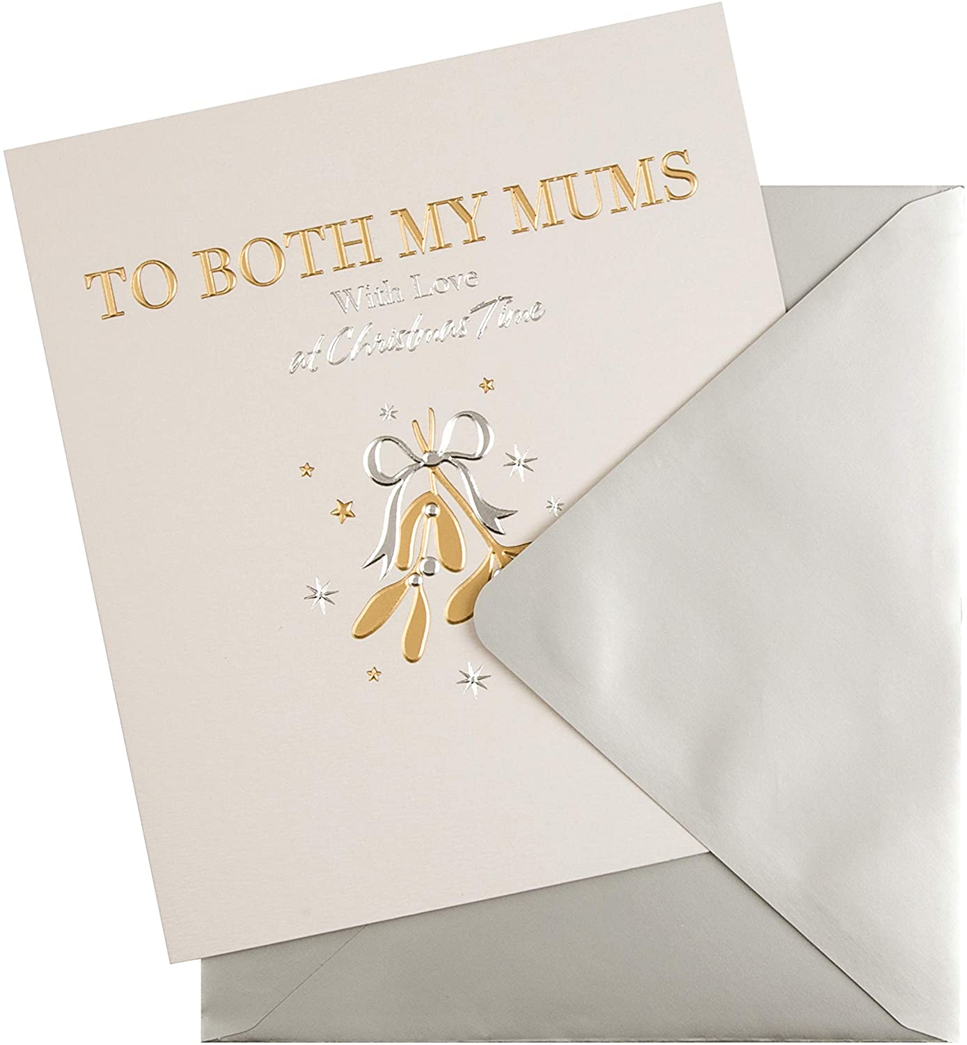 Christmas Studio Card for 'Both My Mums' with Simple Gold Foiled Design 