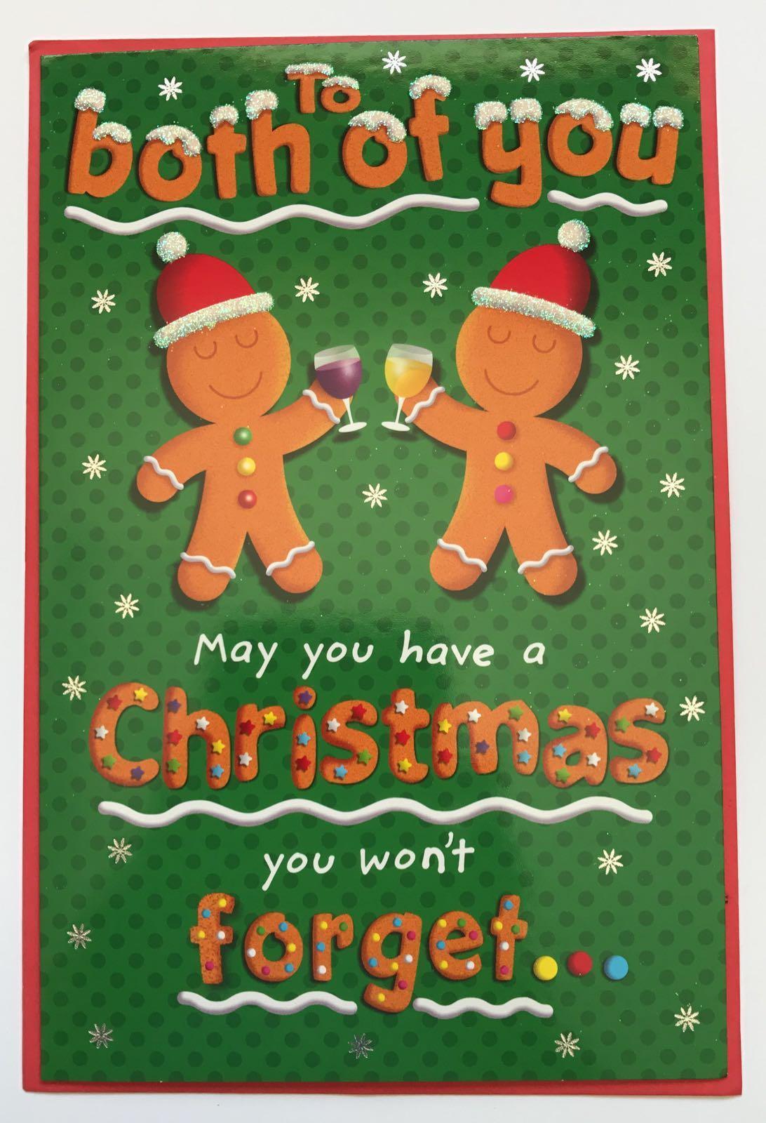 To Both of You Ginger Biscuit Fun Design Christmas And New Year Card 