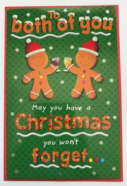To Both of You Ginger Biscuit Fun Design Christmas And New Year Card 