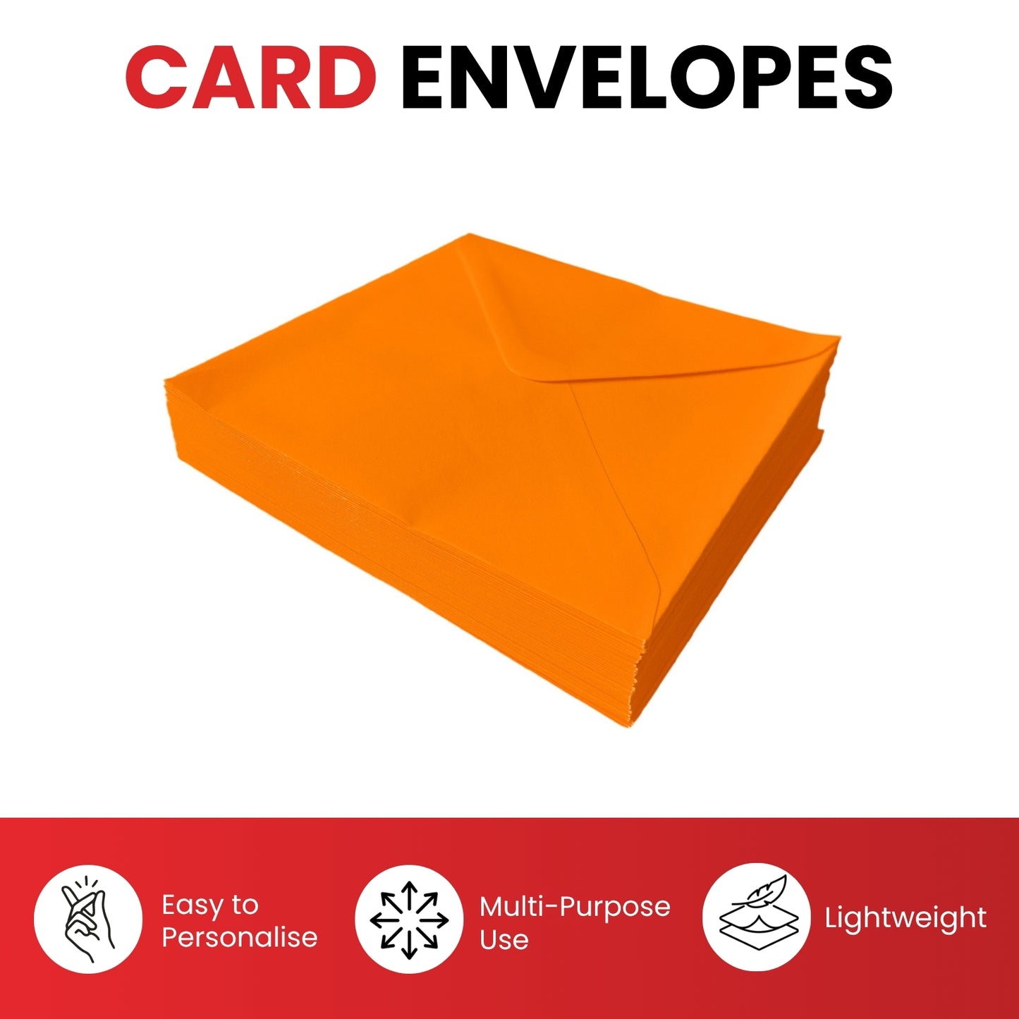 Pack of 500 Vivid Flare Red 155x155mm Gummed Envelopes