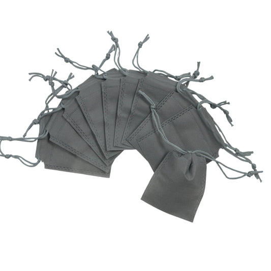 Pack of 50 Grey Coloured 12x9cm Non-Woven Drawstring Bags