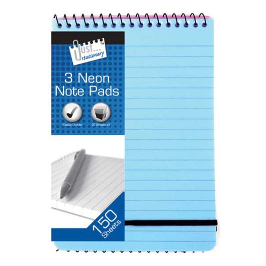 Pack of 3 128x176mm Neon PP Cover Notebooks