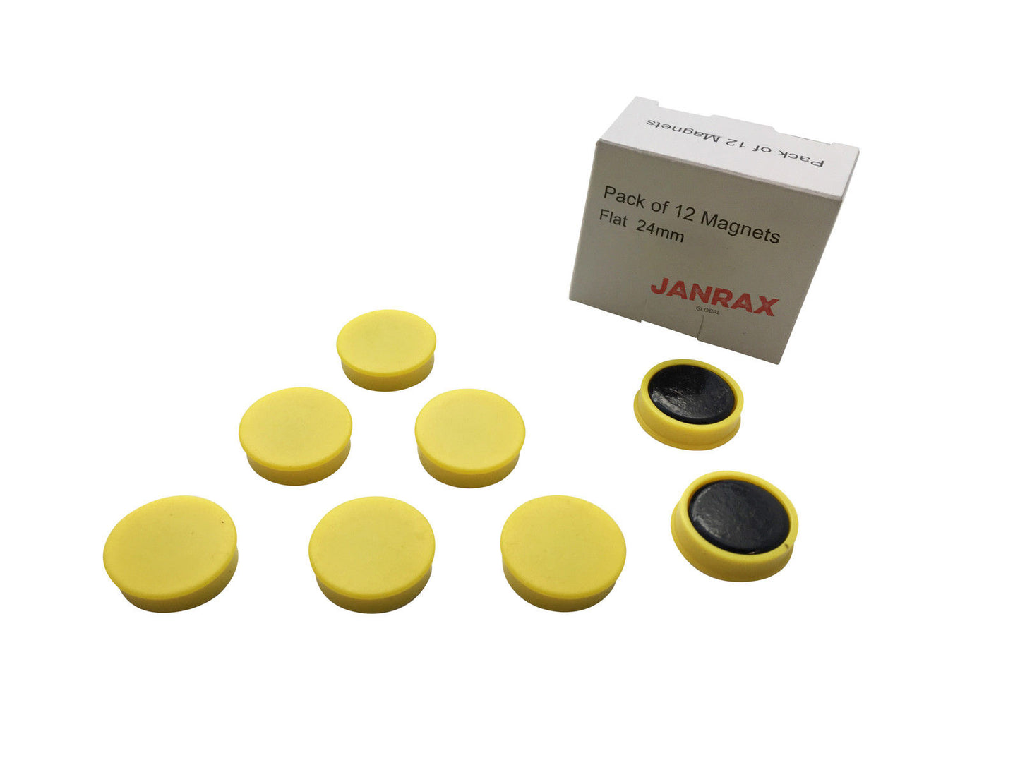 Pack of 12 Yellow 24mm Magnets
