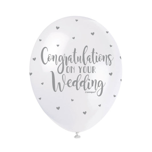 Pack of 5 Congratulations on your Wedding 12" Latex Balloons