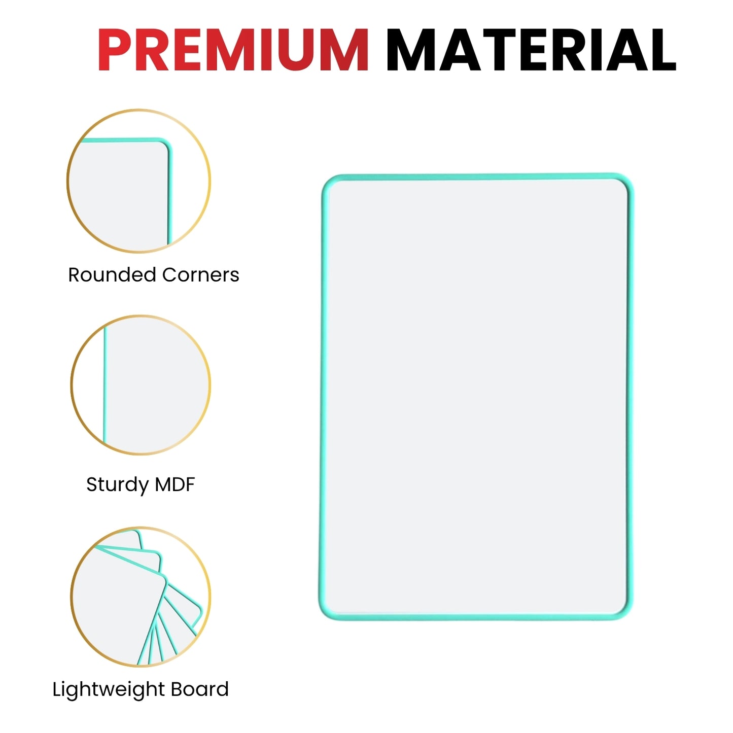 A4 Double Sided Magnetic Erasable MDF Plain Whiteboard With Green Border